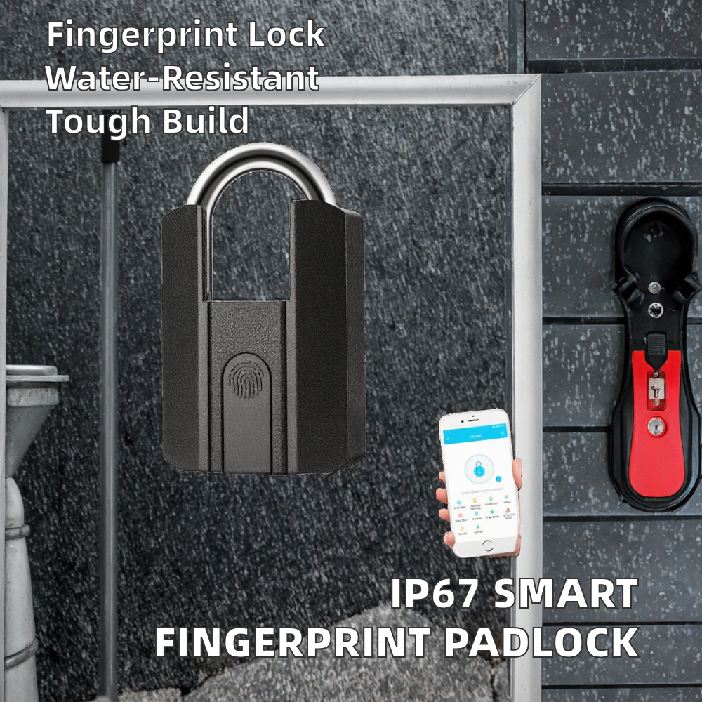 IP66 Waterproof Key and Fingerprint Access Smart Padlock Big Size Zinc Alloy Electronic Lock