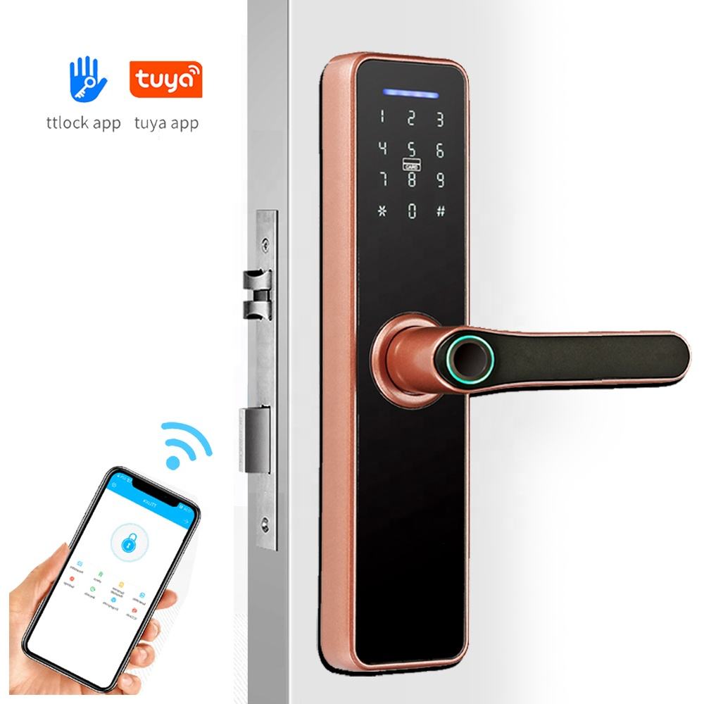 Ttlock Silver Digital Smart Wooden Door Lock Fingerprint Code Card Smartsteps Home Office App Control Smart Locks